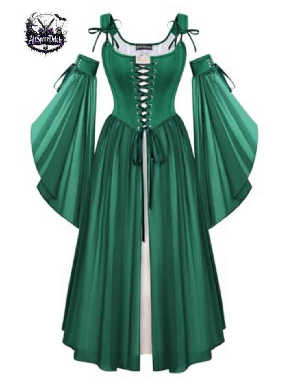 Renaissance Corset Dress 2 Piece Set Bell Sleeve Cosplay Fairy Costume